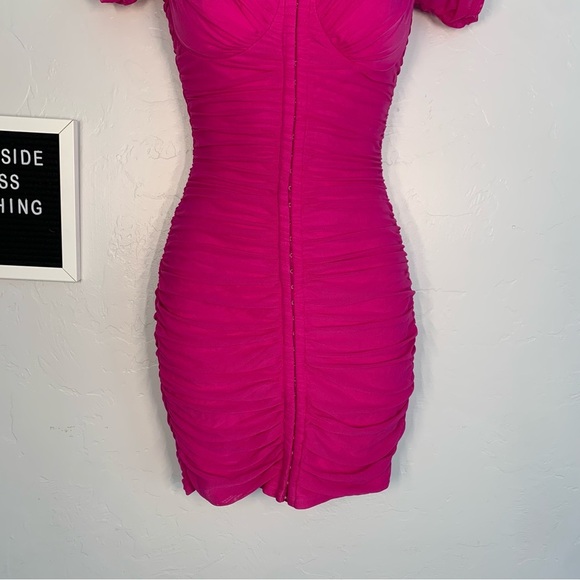 Windsor Hot Pink Bodycon Ruched Dress Size Medium - Picture 3 of 10